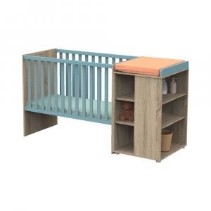 Lit évolutif bébé combiné 60x120 cm en 90x190 cm + tiroir de lit nova argile douce Sauthon meubles