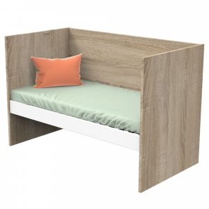 Chambre trio lit évolutif bébé combiné 70x140 cm en 140x200 cm + armoire + commode nova blanc lin Sauthon meubles