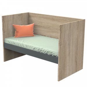 Chambre trio lit évolutif bébé combiné 70x140 cm en 140x200 cm + armoire + commode nova gris volcan Sauthon meubles