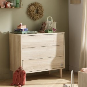 Chambre bébé trio lit 60x120cm + commode 3 tiroirs + armoire paloma bois + plan à langer offert Sauthon meubles