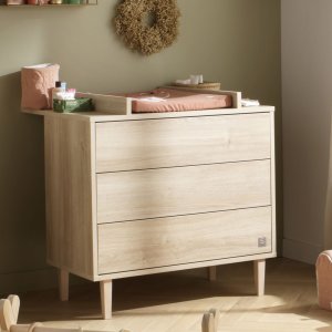 Chambre bébé trio lit 60x120cm + commode 3 tiroirs + armoire paloma bois + plan à langer offert Sauthon meubles