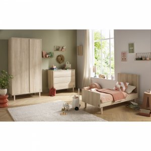 Chambre bébé trio lit + commode 3 tiroirs + armoire paloma bois + plan à langer offert Sauthon meubles