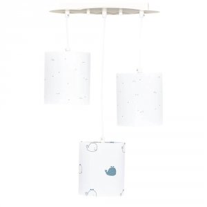 Suspension lumineuse trio blue baleine Sauthon baby deco