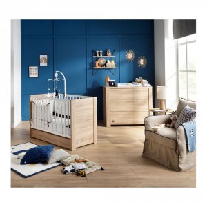 Chambre bébé duo lit 60x120cm + commode antonin bois + plan à langer offert Sauthon meubles