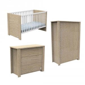 Chambre bébé trio + commode + armoire antonin bois + plan à langer offert Sauthon meubles