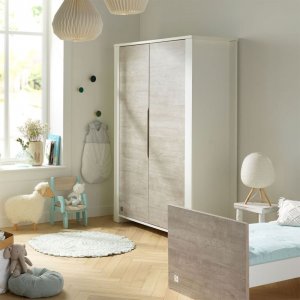 Chambre duo lit combiné évolutif + armoire loft bois Sauthon meubles