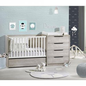 Chambre duo lit combiné évolutif + armoire loft bois Sauthon meubles