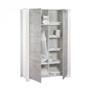 Chambre duo lit combiné évolutif + armoire loft bois Sauthon meubles