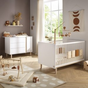 Chambre bébé duo lit évolutif 140x70cm + commode 3 tiroirs 1 porte paloma + plan à langer offert ! Sauthon meubles