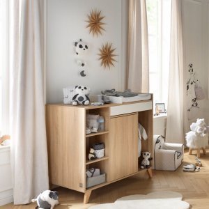 Chambre trio lit 70x140 + commode + armoire nova blanc lin Sauthon meubles