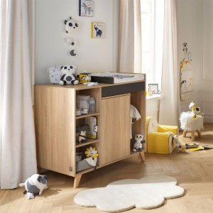 Chambre trio lit 70x140 + commode + armoire nova gris volcan Sauthon meubles