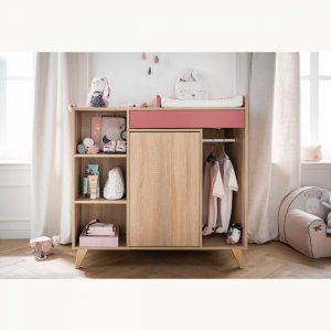 Chambre trio lit 70x140 + commode + armoire nova rose canyon Sauthon meubles