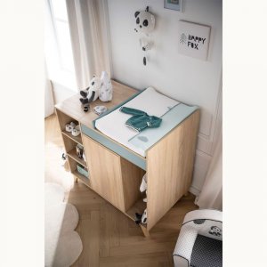 Chambre bébé trio lit bébé 60x120 + commode+armoire nova argile douce Sauthon meubles