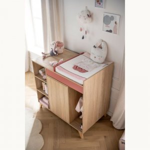 Chambre bébé trio lit bébé 60x120 + commode+armoire nova rose canyon Sauthon meubles