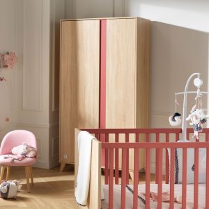Chambre bébé trio lit bébé 60x120 + commode+armoire nova rose canyon Sauthon meubles