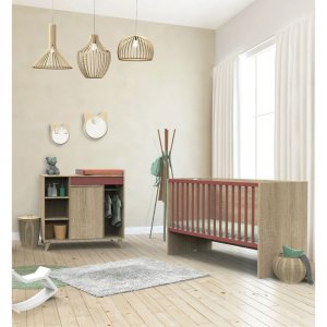 Chambre bébé duo lit bébé 60x120 + commode nova rose canyon Sauthon meubles