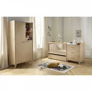 Chambre duo lit évolutif bébé combiné 60x120 cm en 90x190 cm + armoire arty Sauthon meubles