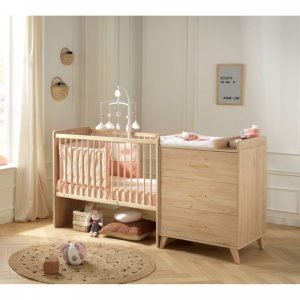 Chambre duo lit évolutif bébé combiné 60x120 cm en 90x190 cm + armoire arty Sauthon meubles