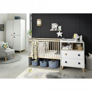 Chambre duo lit combiné évolutif + armoire oslo etoile Sauthon meubles