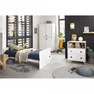 Chambre duo lit combiné évolutif + armoire oslo etoile Sauthon meubles