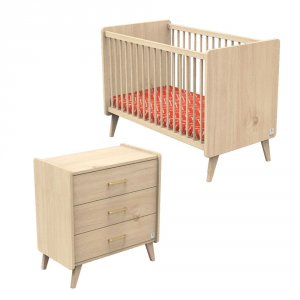 Chambre bébé duo lit 60x120cm + commode arty + plan à langer offert Sauthon meubles
