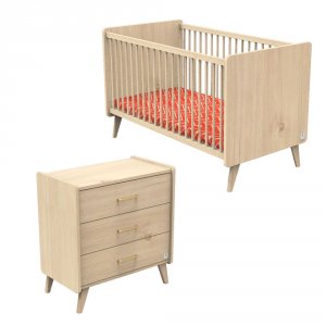 Chambre bébé duo 70x140cm + commode arty + plan à langer offert Sauthon meubles