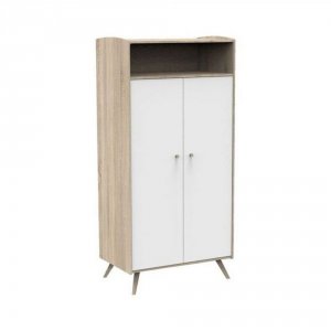 Chambre trio lit bébé 60x120 cm + commode 3 tiroirs + armoire access bois blanc + plan à langer offert Sauthon meubles