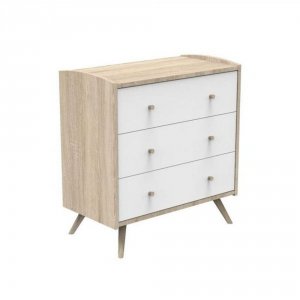 Chambre trio lit bébé 70x140 + armoire + commode access bois blanc + plan à langer offert Sauthon meubles