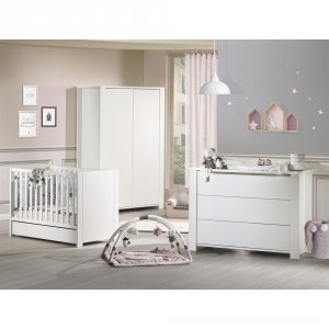 Chambre trio lit + commode + armoire loft blanc + plan à langer offert Sauthon meubles