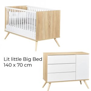 Chambre bébé duo lit 70x140 + commode seventies blanc Sauthon meubles
