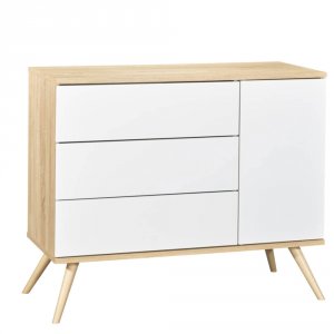 Chambre bébé duo lit 70x140 + commode seventies blanc Sauthon meubles
