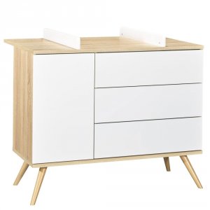 Chambre bébé duo lit 70x140 + commode seventies blanc Sauthon meubles