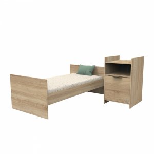Lit chambre évolutif avec commode 1 porte azur Sauthon meubles