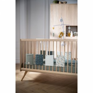 Chambre bébé duo lit 70x140cm bois + commode sauge seventies + plan à langer offert Sauthon meubles