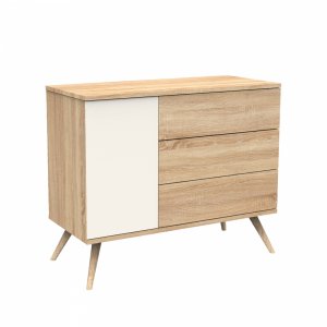 Chambre bébé duo lit 70x140cm bois + commode vanille seventies + plan à langer offert Sauthon meubles