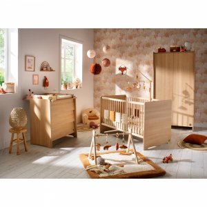 Chambre bébé duo lit 70x140cm + commode cannelle + plan à langer offert Sauthon meubles