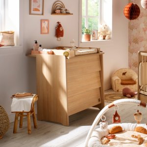 Chambre bébé trio lit 70x140cm + commode + armoire cannelle + plan à langer offert Sauthon meubles