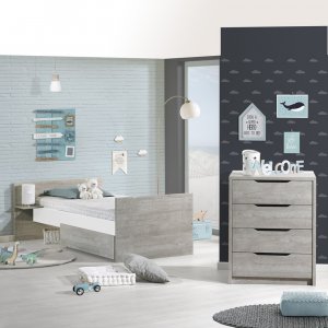 Lit chambre transformable 60x120cm en lit junior 90x190cm loft Sauthon meubles
