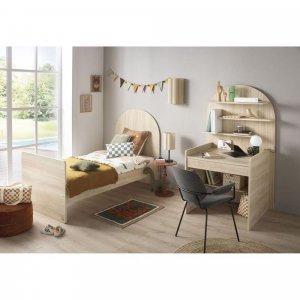Chambre duo arche lit transformable + commode/bureau chêne Sauthon meubles