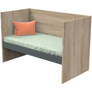 Lit 70x140 évolutif en 90x190 puis 140x190 nova gris volcan Sauthon meubles