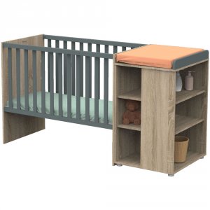 Lit chambre transformable 60x120en lit junior 90x190nova gris volcan Sauthon meubles