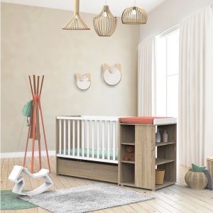 Lit chambre transformable 60x120en lit junior 90x190nova blanc lin Sauthon meubles