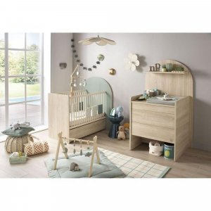 Lit bébé évolutif 60x120 cm en 90x190 cm arche sauge Sauthon meubles