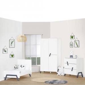 Chambre bébé trio lit 60x120cm + commode + armoire graphic