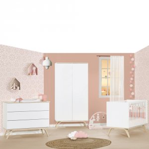 Chambre bébé trio lit 60x120cm + commode + armoire serena