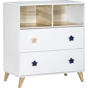 Chambre bébé trio lit + commode + armoire oslo bouton étoile + plan à langer offert Sauthon meubles