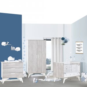 Chambre bébé trio lit 60x120cm + commode + armoire neo