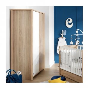 Armoire bébé 2 portes antonin version bois et blanc Sauthon meubles