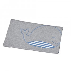 Couverture bébé en maille 80x100cm blue baleine Sauthon baby deco