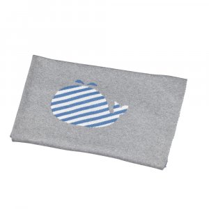 Couverture bébé en maille 80x100cm blue baleine Sauthon baby deco